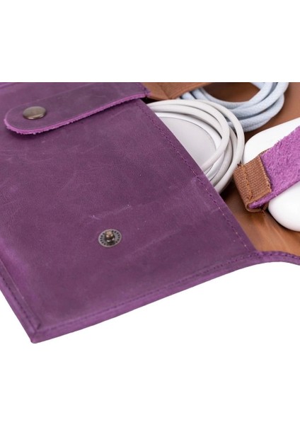 Deri Kablo Aksesuar Taşıma Çantası Antik Mor fırsatları