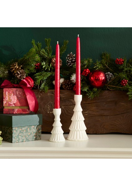 Karaca New Year Yılbaşı Çam Ağacı Şekilli Şamdan Mumluk Beyaz 6,2 x 6,2 x 12,6 cm modelleri