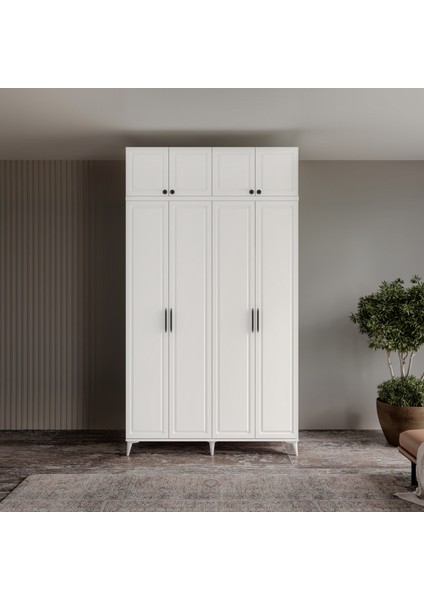 Milas 4 Kapaklı Komple Mdf Ayaklı Yüklüklü Gardırop - Elbise Dolabı - Yüklük Dolabı fiyatları