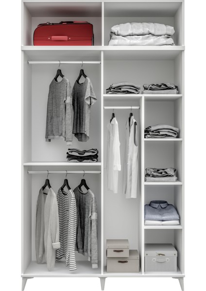 Milas 4 Kapaklı Komple Mdf Ayaklı Yüklüklü Gardırop - Elbise Dolabı - Yüklük Dolabı fırsatları