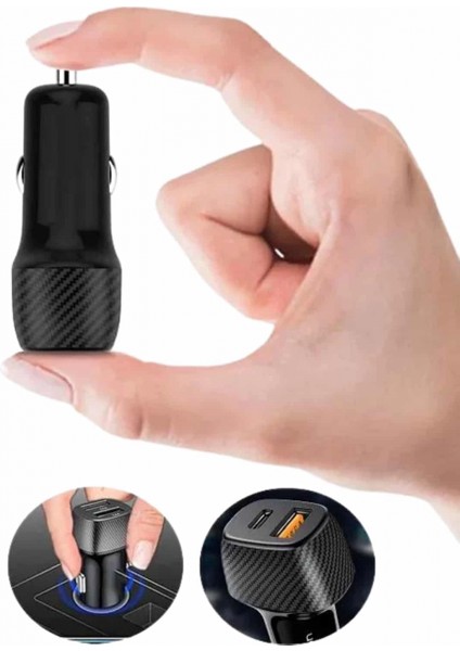 Hızlı Oto Şarj Cihazı 38W Çift Girişli Hızlı Şarj Oto Çakmaklık Type-C modelleri