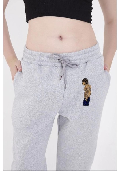 Lastikli Üç Iplik Baskılı Eşofman Pantolon - Gri indirimleri