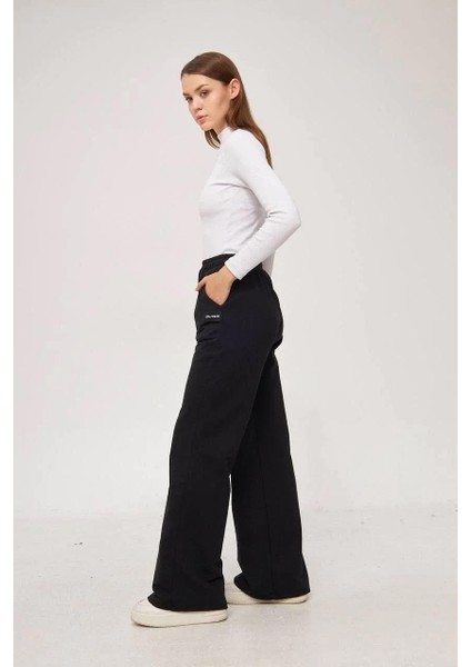 Iki Iplik Bol Paça Eşofman Pantalon - Siyah fiyatları