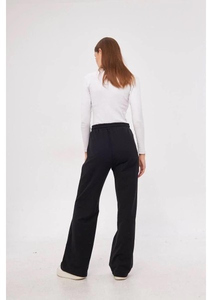 Iki Iplik Bol Paça Eşofman Pantalon - Siyah modelleri