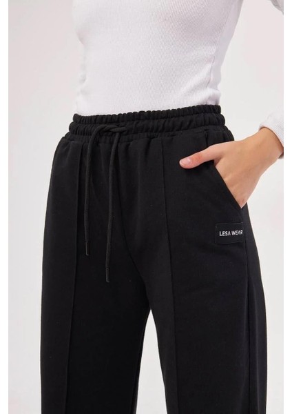 Iki Iplik Bol Paça Eşofman Pantalon - Siyah indirimleri