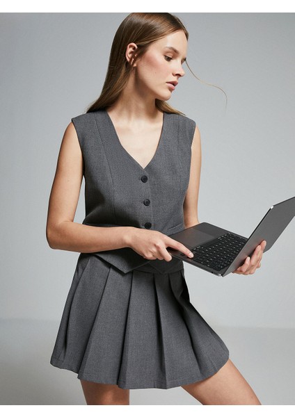 Yeni Sezon V Yaka Kadın Klasik Yelek