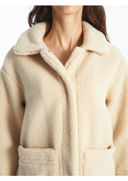 Yeni Sezon Gömlek Yaka Kadın Pelüş Kaban modelleri