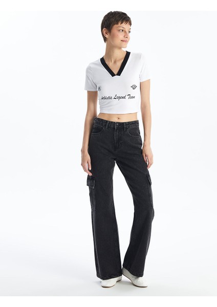 Yeni Sezon Wideleg Kadın Kargo Jean Pantolon