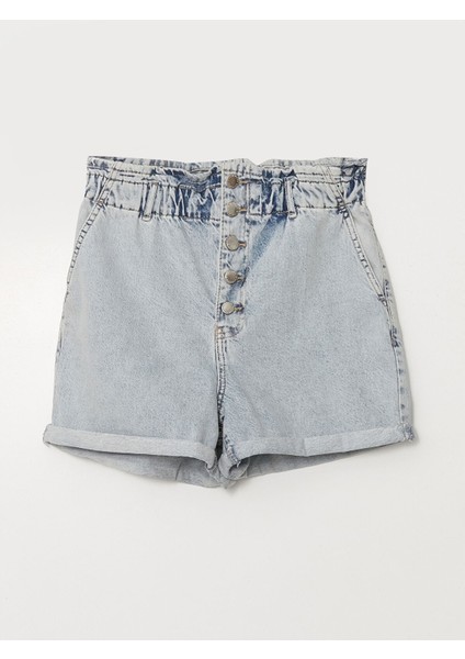 Yeni Sezon Kadın Beli Lastikli Düz Jean Şort indirimleri