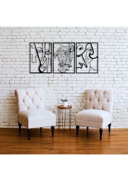 Soyut Yüz Figürü 3 Parça Metal Duvar Dekoru – Picasso Tarzı Modern Sanat fiyatları