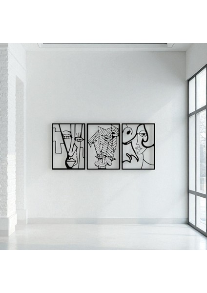 Soyut Yüz Figürü 3 Parça Metal Duvar Dekoru – Picasso Tarzı Modern Sanat fırsatları