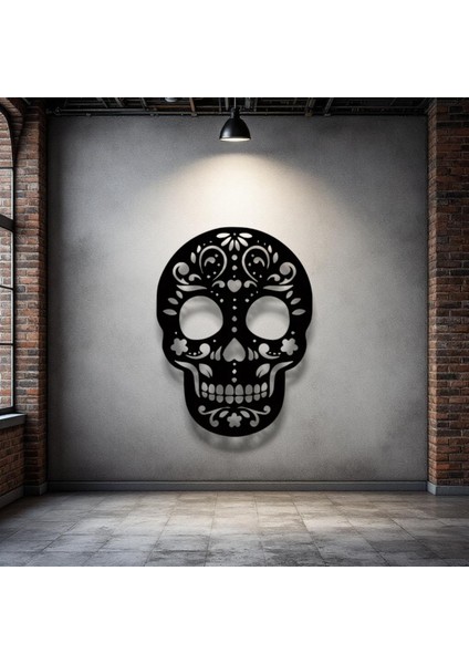 Metal Duvar Dekoru Kafatası Modeli – Gotik Halloween Ev ve Ofis Aksesuarı