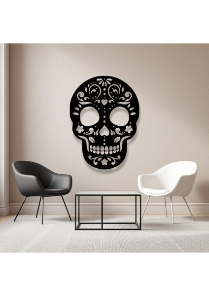 Metal Duvar Dekoru Kafatası Modeli – Gotik Halloween Ev ve Ofis Aksesuarı