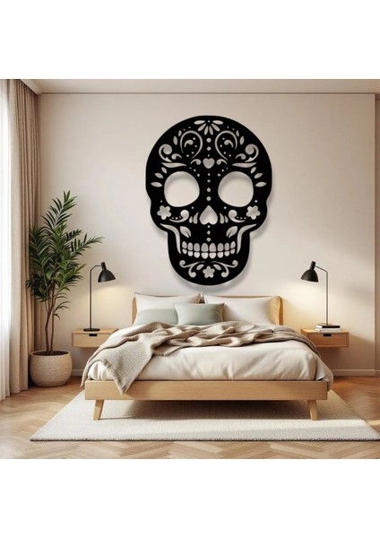 Metal Duvar Dekoru Kafatası Modeli – Gotik Halloween Ev ve Ofis Aksesuarı