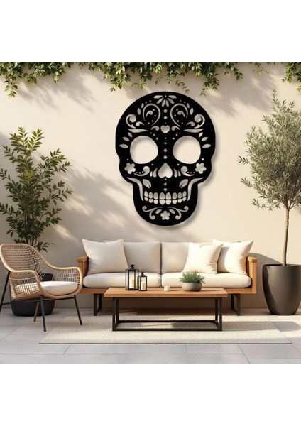 Metal Duvar Dekoru Kafatası Modeli – Gotik Halloween Ev ve Ofis Aksesuarı