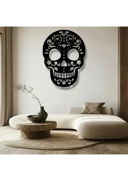 Metal Duvar Dekoru Kafatası Modeli – Gotik Halloween Ev ve Ofis Aksesuarı