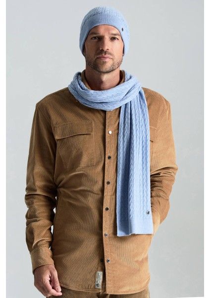 Lambswool Yün Buz Mavisi Atkı