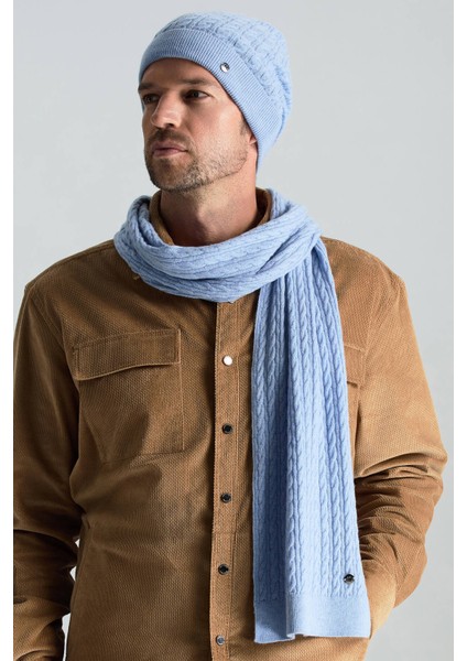 Lambswool Yün Buz Mavisi Atkı fiyatları