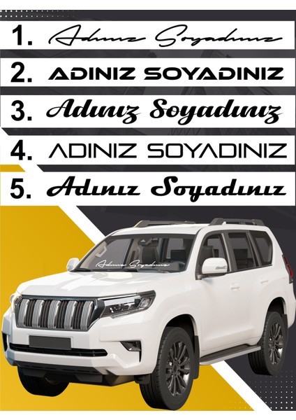 Ad Soyad Araç Sticker-Isim Soyisim Araba Yazısı-Araç Sticker-Ön Cam Araba Yazısı-Motosiklet Sticker