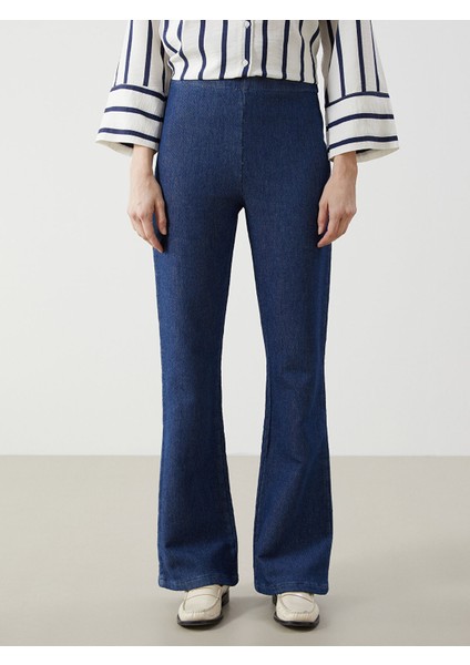 Yeni Sezon Beli Lastikli Flare Kadın Jean Pantolon fiyatları