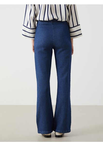 Yeni Sezon Beli Lastikli Flare Kadın Jean Pantolon fırsatları