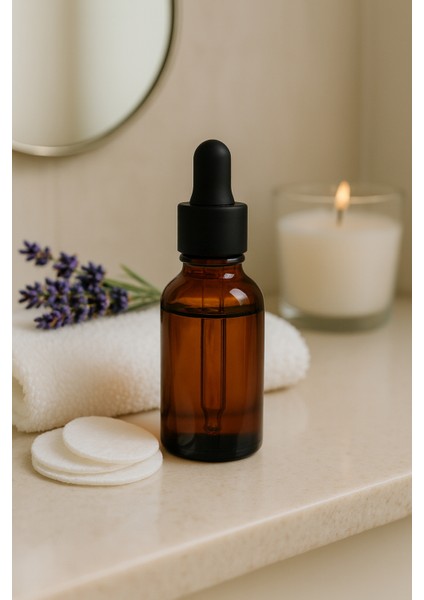 4’lü 50 ml Amber Cam Serum Şişesi + Siyah Metal Kapaklı Siyah Uçlu Damlalık