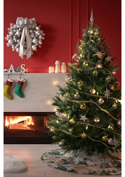 Beyaz Kış Manzaralı Yılbaşı Çam Ağacı Örtüsü