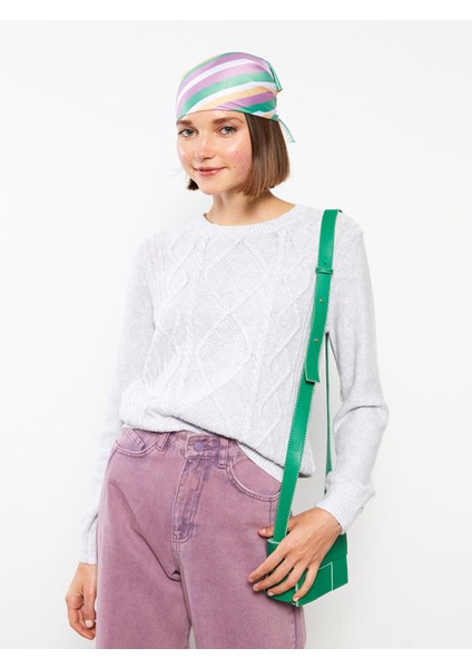 Yeni Sezon Bisiklet Yaka Kendinden Desenli Uzun Kollu Kadın Triko Kazak modelleri