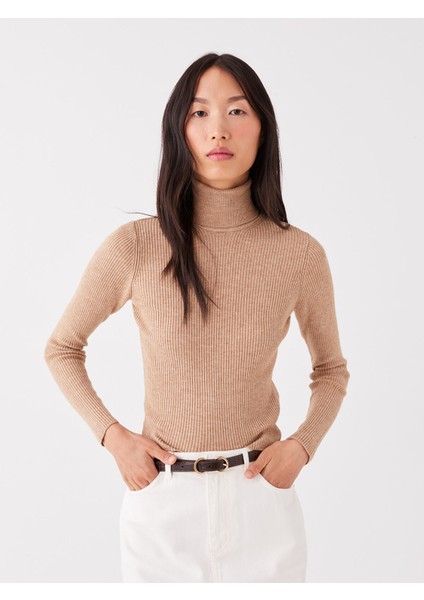 Yeni Sezon Balıkçı Yaka Düz Uzun Kollu Kadın Triko Kazak