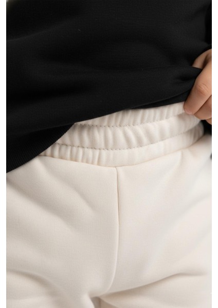 Erkek Çocuk %100 Pamuk Beli ve Paçası Lastikli Eşofman Altı - Ekru (3-4 Yaş 8-9 Yaş) fiyatları