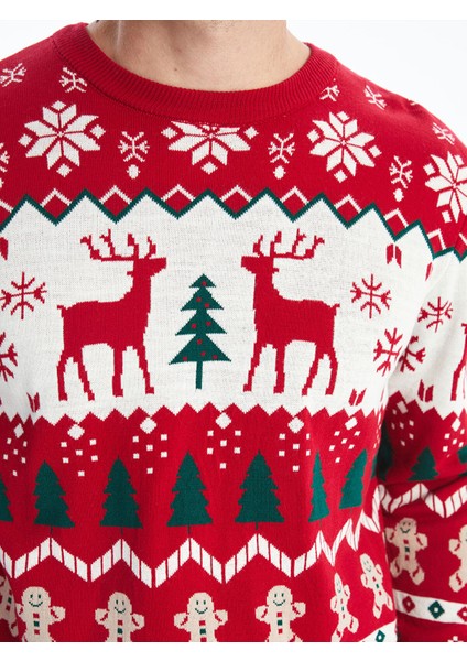 Yeni Sezon Bisiklet Yaka Uzun Kollu Yılbaşı Temalı Erkek Triko Kazak modelleri