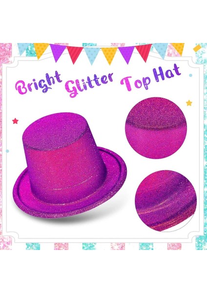 Bfs Fuşya Pembe Renk Parıltılı Simli Fötr Silindir Parti Şapkası modelleri