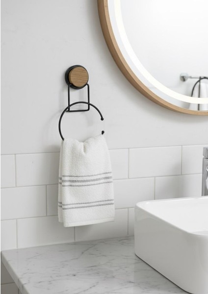 7 Parça Set Kare Mina Banyo Seti , Havluluk ve Wc Kağıtlık Siyah-Ahşap indirimleri