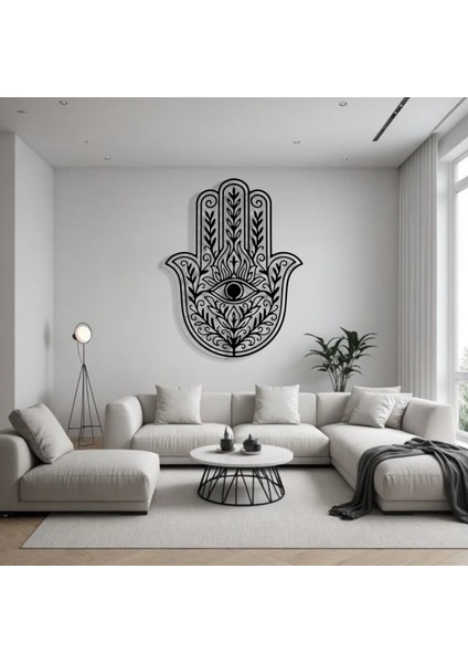 Hamsa El Figürlü Metal Duvar Dekoru – Nazar ve Koruma Sembolü