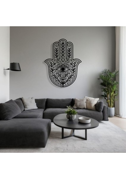 Hamsa El Figürlü Metal Duvar Dekoru – Nazar ve Koruma Sembolü