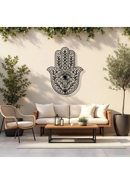 Hamsa El Figürlü Metal Duvar Dekoru – Nazar ve Koruma Sembolü