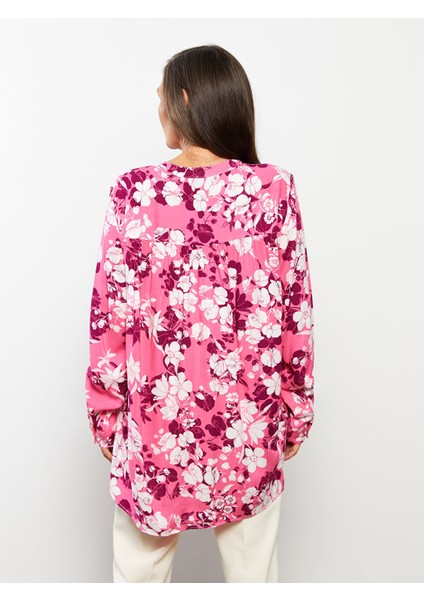 Yeni Sezon Kaçık Yaka Çiçekli Uzun Kollu Viskon Kadın Bluz indirimleri