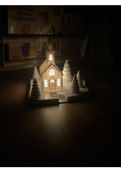 Yılbaşı Süsü LED Işıklı Tekli Bahçeli Ev Dekorasyon Biblo Kış Manzaralı Tealight LED Mumlar Hediye modelleri