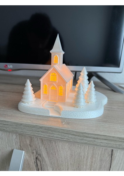 Yılbaşı Süsü LED Işıklı Tekli Bahçeli Ev Dekorasyon Biblo Kış Manzaralı Tealight LED Mumlar Hediye fırsatları