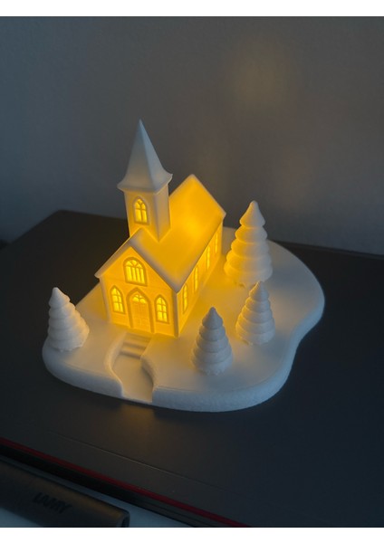 Yılbaşı Süsü LED Işıklı Tekli Bahçeli Ev Dekorasyon Biblo Kış Manzaralı Tealight LED Mumlar Hediye indirimleri