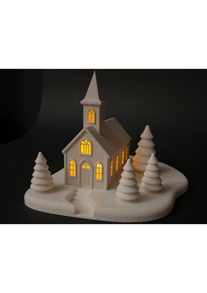 Yılbaşı Süsü LED Işıklı Tekli Bahçeli Ev Dekorasyon Biblo Kış Manzaralı Tealight LED Mumlar Hediye