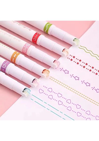 Şekilli Desen Baskılı 6'lı Kalem Seti