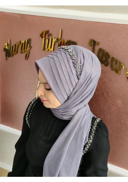 Aksesuarlı Koyu Gri Hazır Duvak Hazır Şal Hazır Türban indirimleri