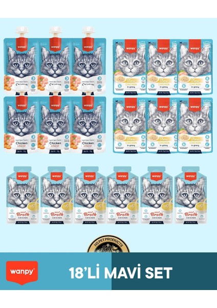 Kedi Maması 18'li Tavuklu Mavi Set