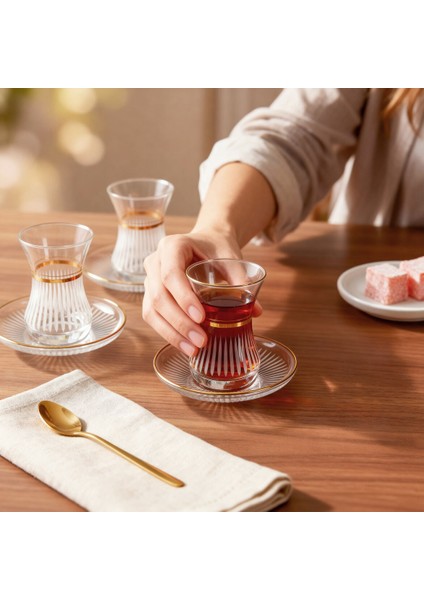 Güral Cam 12 Parça 6 Kişilik Elit Çay Takımı Altın fırsatları