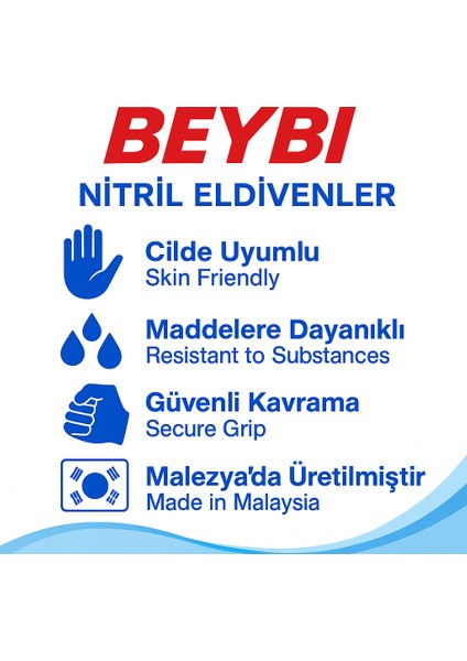 Pudrasız Nitril Muayene Eldiveni Mavi 100’LÜ Tek Kullanımlık fiyatları