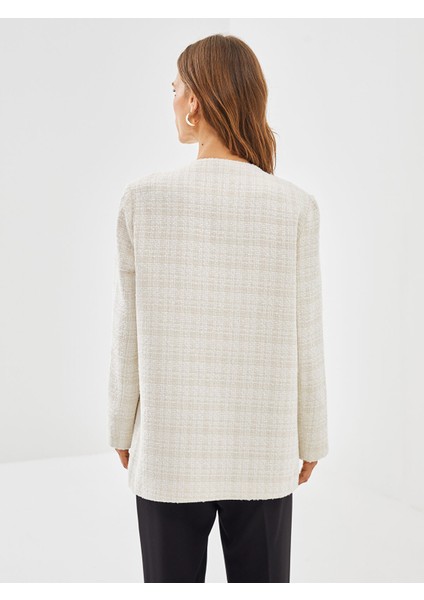 Yeni Sezon Bisiklet Yaka Ekose Uzun Kollu Kadın Tüvit Blazer Ceket fırsatları