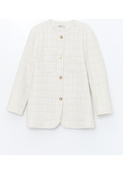 Yeni Sezon Bisiklet Yaka Ekose Uzun Kollu Kadın Tüvit Blazer Ceket indirimleri