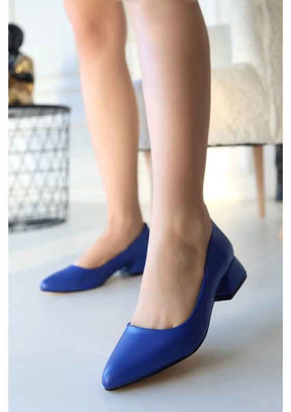 Lvsqvr Desniy Mavi Cilt Topuklu Ayakkabı (Numara: 40)