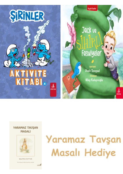 Şirinler - Aktivite Kitabı 4 + Jack ve Sihirli Fasulyeler + Yaramaz Tavşan Masalı